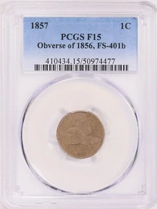 1857 PCGS F15 Obverse of 1856 FS-401b Flying Eagle Cent - Picture 1 of 3