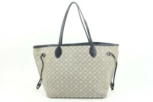 Louis Vuitton Grey x Navy Monogram Mini Lin Neverfull MM Tote Bag 77lk328s - Picture 1 of 12