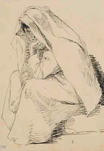 L. PRIMAVESI (*1871), Sitzende Neapolitanerin, 1896, Feder Art Nouveau Porträt - Picture 1 of 4