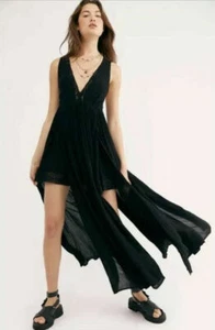 New Free People Strong Statement Maxi Dress Size Small MSRP: $118 Black - Picture 1 of 6