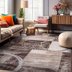 Rugshop Area Rug Abstract Circle Rugs for Bedroom Living Room Rugs Brown Rugs - Picture 1 of 96