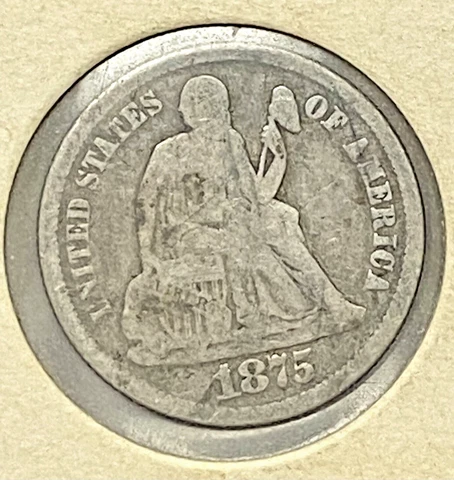1875 Seated Liberty Dime AG/G Cover