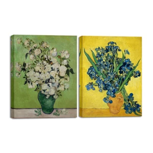 2-Panel Canvas Prints Van Gogh Painting Reproduction Wall Art Home Decor Flowers - Picture 1 of 6