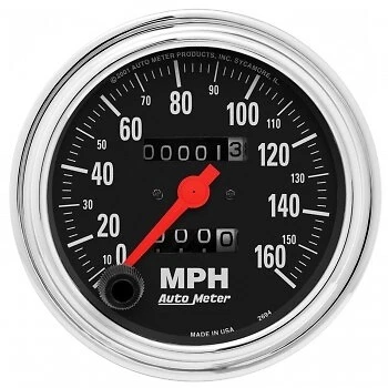 AutoMeter 2494 3-3/8 in. Speedometer, 0-160 MPH, Mechanical, Traditional Chrome, - Image 1 of 1
