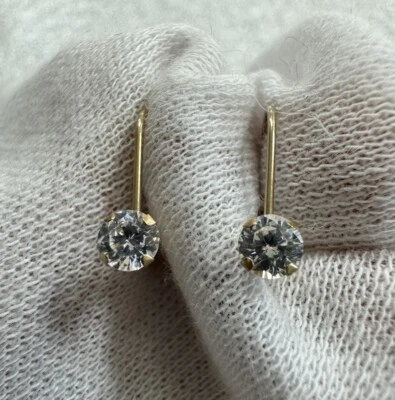 Art Deco 10k Gold Earrings Small Leverback Dangle - Image 1 of 4