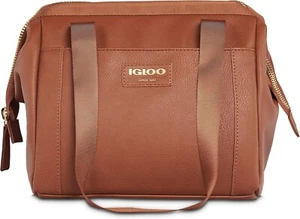 Bolsas refrigeradoras Igloo Premium Luxe de cuero con lados suaves aisladas 9 latas, Congnac - Imagen 1 de 6