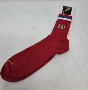 NWT VINTAGE 80'S GOLD TOE MENS SOCKS COTTON BLEND RED STRIPED MADE IN USA 10-13 - Picture 1 of 6