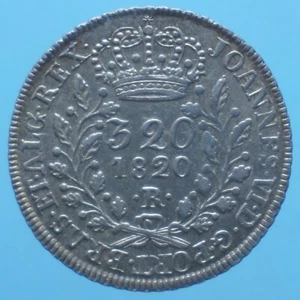 BRASILE 320 REIS 1820 ARGENTO SILVER COIN qFDC CURRENCY COLLEZIONE NUMISMATICA - Imagen 1 de 2
