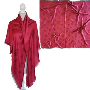 ALEXANDER MCQUEEN SCARF SKULL PRINT FUCHSIA PINK SILK SQUARE 54" - Picture 1 of 12