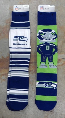 2 Pack NFL Seattle Seahawks Gift Socks Mas Stripes Dress Mascot Madness 12th Man Cover