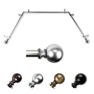 Cleo 13/16" Bay Window Curtain Rod 20"-36", 38"-72", choose from 4 colors - Picture 1 of 5
