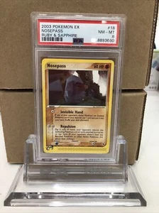 PSA 8 Nosepass Rare EX Ruby & Sapphire 2003 Pokemon Card #18 157 - Picture 1 of 6