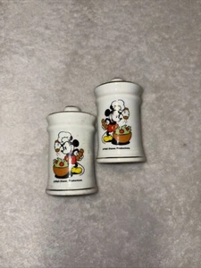 Vintage Disney Chef Mickey Mouse White Salt Pepper Shakers Small Salad Japan - Picture 1 of 4