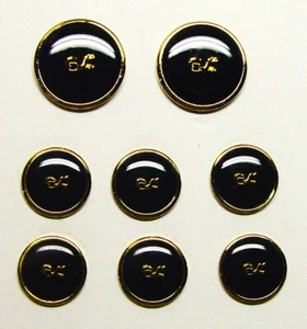 UNKNOWN BRAND Replacement button 8 gold tone metal acrylic face black background - Picture 1 of 9