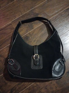 Coldwater Creek Black Leather Hobo Purse Shoulder Bag Handbag Milano - Picture 1 of 6