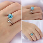 Girls Gift Adjustable Size Blue Crystal Mermaid Bubble Rings Silver Color