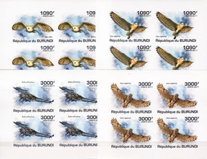 W BURUNDI 0877v-880v MS OWLS IMPERFORATED MINI SHEETS - Picture 1 of 1
