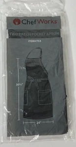Chef Works Unisex Two Patch Pocket Bib Apron Black F53 30.5" x 24" - Picture 1 of 3