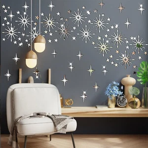Star Wall Decals Acrylic Mirror Wall Stickers Peel and Stick Star Mirror Stic... - Picture 1 of 9