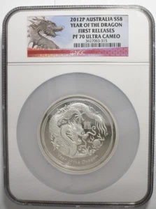 Australia 2012 P $8 Silver PROOF 70 Ultra Cameo ASW 5oz Year of the Dragon BL018 - Picture 1 of 2