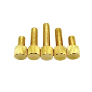 M2 M2.5 M3 M4 M5 M6 Brass Hand Twist Knurled Screw Flat Head Cylindrical Bolt - Picture 1 of 2
