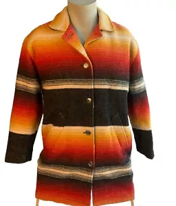 VINTAGE 80’s Woolrich Southwestern Style Coat Button Up Wool Men’s Size Medium - Picture 1 of 17