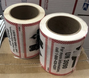 Lithium Batterie UN3090 Versandetiketten 500 Etiketten 250 auf Rolle Posten 2 Rollen - Bild 1 von 2
