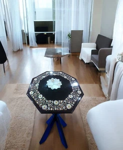 Mesa de centro de mármol negro de 24" hecha a mano para inauguración de casa escritorio exterior decoración de hoteles - Imagen 1 de 9