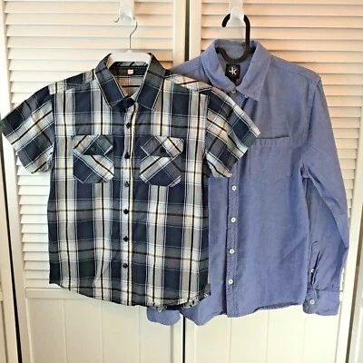 Lot of Boys Shirts Button Down Collared Polo J.Khaki Blue Plaid Size 12 L  - Image 1 of 4