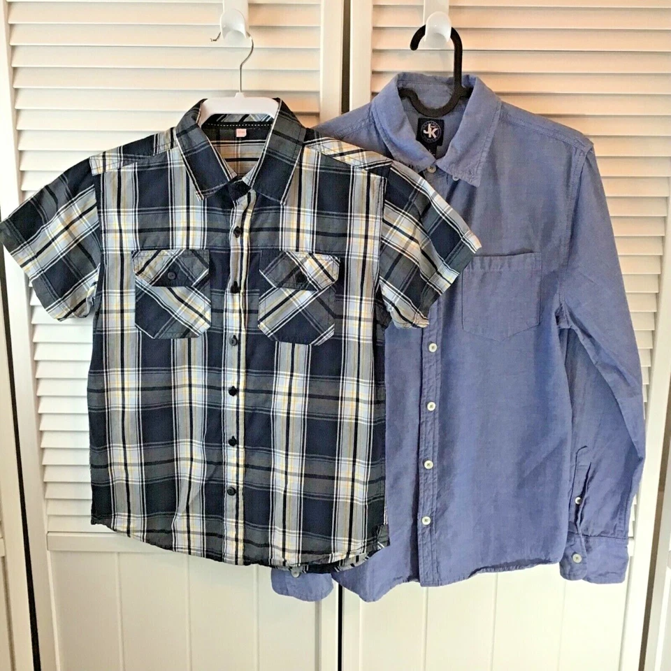 Lot of Boys Shirts Button Down Collared Polo J.Khaki Blue Plaid Size 12 L  - Image 1 of 4