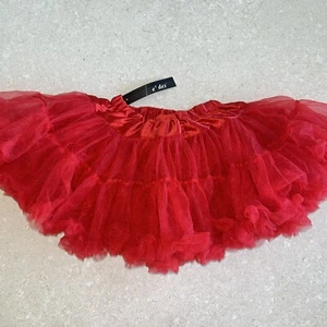 New Red Holiday Christmas Princess Pettiskirt Tulle Skirt Girls Large  8 10 12 - Picture 1 of 2
