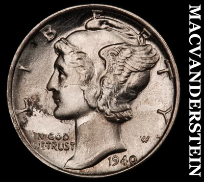 Moneda de diez centavos Mercury 1940 - FSB - gema de elección brillante sin circular+++ brillante #G1447 Foto 1 de 2