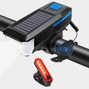 Rechargeable Solar Bike Lights, Night Ultra Bright Bicycle Lights Headlight a... - Bild 1 von 7