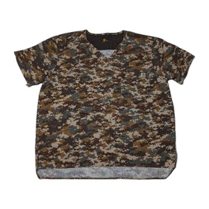 Carhartt Brown Camouflage Camo Scrubs Top Men's Large Ripstop V-Neck - Picture 1 of 4