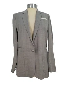 The Kooples hellgrauer einreihiger ungefütterter Wollblazer / Sakko Fr 38 UK 10 - Bild 1 von 24