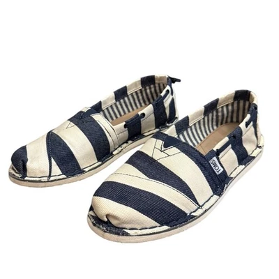 Mocasín sin cordones Toms azul roto de lona a rayas talla 8,5 Foto 1 de 4