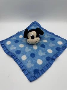 Disney Mickey Mouse Security Blanket Baby Lovey Blue Polkadot 12” X 12”￼ - Picture 1 of 7