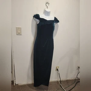 Bhldn Size 4 Edison Velvet Emerald Green Formal Off Shoulder Dress - Picture 1 of 5
