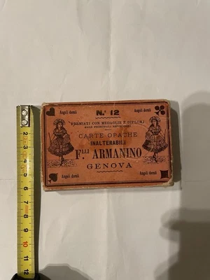 52 Carte Da Gioco Opache Regno D’Italia F.lli Armanino   N.12  Anno 1913 Vintage - Immagine 1 di 4