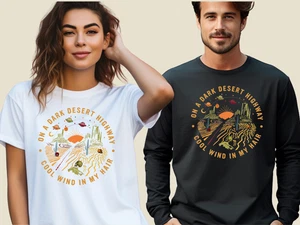On A Dark Desert Highway Shirt, Adventure Shirt, Travel Shirt, Hiking Shirt, Des - Foto 1 di 32