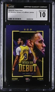 2024-25 Topps Now Bronny James Jr./LeBron James #1 CGC 10 - Picture 1 of 2