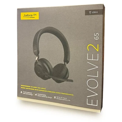Jabra Evolve2 65 kabelloser Stereo Kopfhörer (MS Teams, USB-A) - Schwarz - Bild 1 von 2