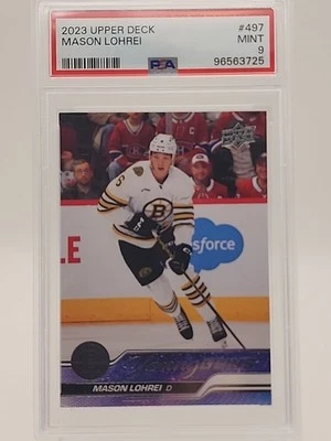 2023-24 Upper Deck #497 Mason Lohrei Young Guns Boston Bruins PSA 9 - Image 1 of 4