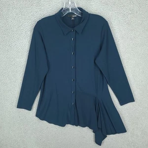 Top tunica assimetrico Sun Kim donna piccolo con bottoni poliestere blu navy - Foto 1 di 10