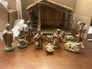 VTG PAPER MACHE NATIVITY ITALY 5" HOLY FAMILY KINGS ANIMALS SHEPHERD ANGEL  11pc - Picture 1 of 21