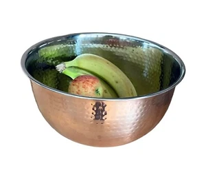 Large Hammered Copper Style Bowl Steel Fruit Bowl Unique Multiple Size Copper - Picture 1 of 5