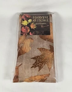 Harvest at Home Textured Metallic Leaves Napkins Set of 8 - Picture 1 of 7