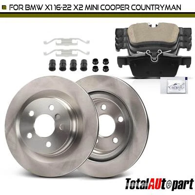 Disc Brake Rotors & Ceramic Brake Pads for BMW X1 16-22 Mini Cooper Clubman Rear - Image 1 of 4