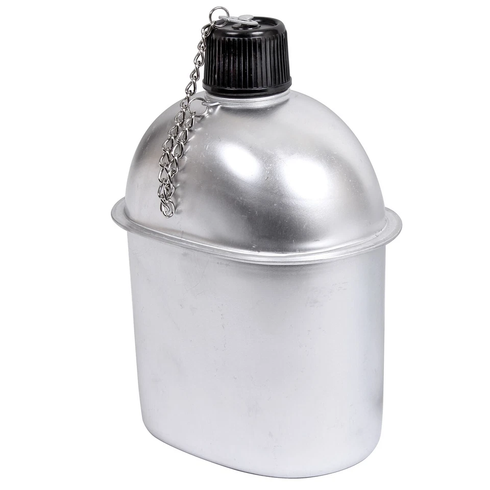 Столовая алюминиевая GI Style Heavy Gauge 1 кварта - винтовой верх с цепью безопасности - Изображение 1 из 1