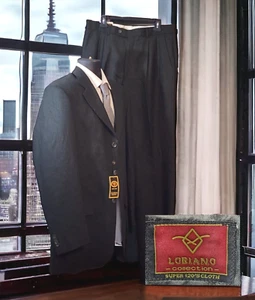 Loriano Collection 2 Pc Wool Suit Mens 41R 35W Green 3 Btn Wool NWT - Picture 1 of 13